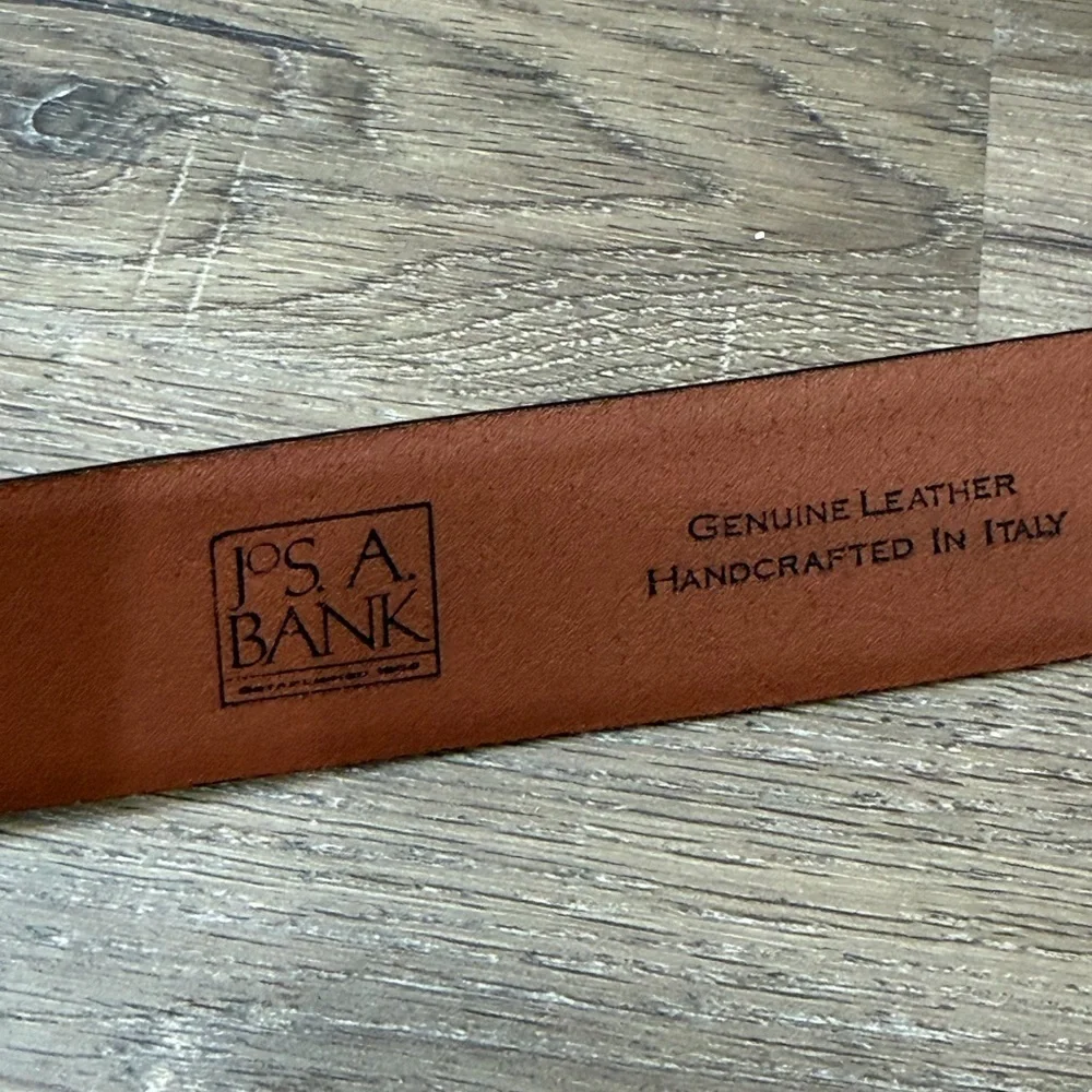 Jos. A. Bank 38 Hand Made in Italy Genuine Brown Leather Belt with Silver Buckle